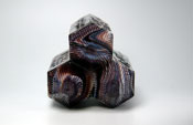 Base of Sowerby 3-sided purple malachite glass vase