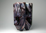 Sowerby 3-sided purple malachite glass vase