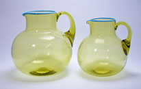 Sowerby Venetian bulbous yellow-green jugs