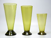 Sowerby green wrythen ale glasses, 3 sizes
